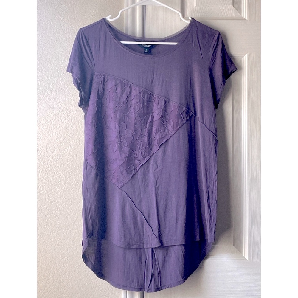 2/$12 Simply Vera Vera Wang NWOT Floral Patchwork Blouse - Purple